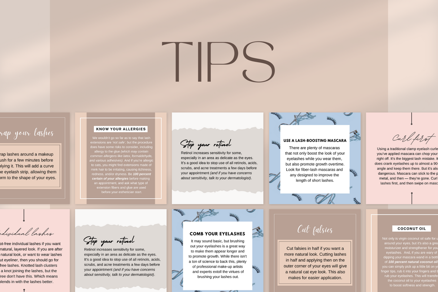 Modèles publications pour techniciennes d'extensions de cils