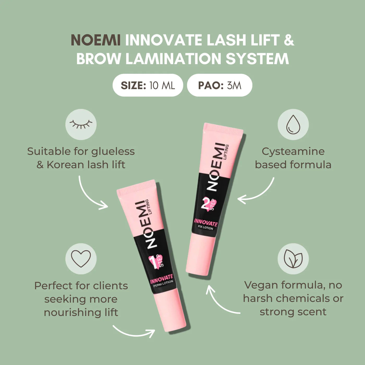 Système Innovate Cystéamine pour lash lift et brow lift par Noemi